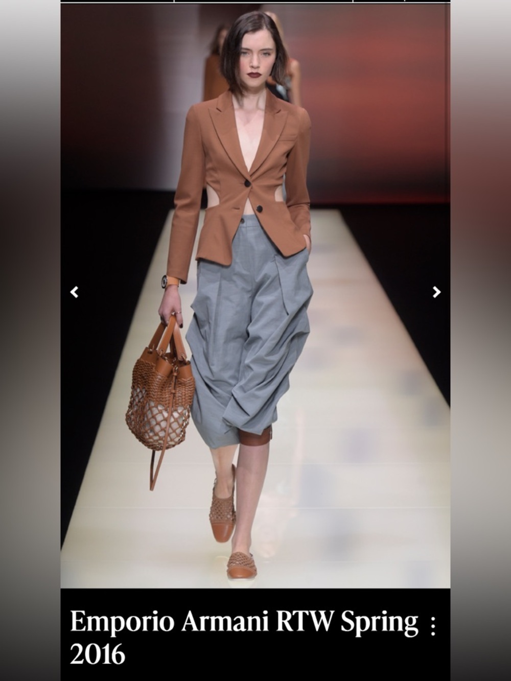 Emporio Armani Tan Fitted Blazer with Cutaway Waist